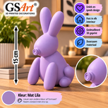 GSArt Decoratief Beeld Ballon Konijn 15 cm &ndash; 3D Geprint &ndash; Woondecoratie - Mat Lila