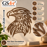 GSArt Eagle Wall Decoration 25 cm &ndash; 3D Printed Eagle Head Wall Art - Basic Chocoladebruin