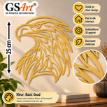 GSArt Eagle Wall Decoration 25 cm &ndash; 3D Printed Eagle Head Wall Art - Basic Goud