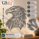 GSArt Eagle Wall Decoration 25 cm &ndash; 3D Printed Eagle Head Wall Art - Mat Grijs