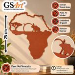 GSArt Africa Wall Art 25 cm &ndash; Elephant &amp; Savanna &ndash; 3D Printed - Mat Terracotta