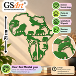 GSArt Africa Wildlife Wall Art 25 cm &ndash; 3D Printed Wall Decoration - Basic Maretakgroen