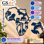 GSArt Africa Wildlife Wall Art 25 cm &ndash; 3D Printed Wall Decoration - Mat Donkerblauw