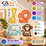 GSArt Nursery Animal Wall Decor 25 cm &ndash; Set of 4 &ndash; 3D Printed