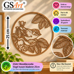 GSArt Bird Among Leaves Wall Decoration 25 cm &ndash; 3D Printed Wall Art - Mat Karamel