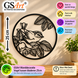 GSArt Bird Among Leaves Wall Decoration 25 cm &ndash; 3D Printed Wall Art - Mat Zwart