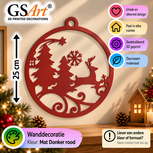 GSArt Christmas Reindeer &amp; Trees Wall Decoration 25 cm &ndash; Christmas Decor - Mat Donkerrood