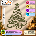 GSArt Merry Christmas Tree Wall Decoration 25 cm &ndash; Christmas Decor - Mat Donkergroen