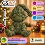 GSArt Knitted Look Kerst Elf Beeldje 15 cm &ndash; Gebreide Look Kerstdecoratie - Mat Donkergroen