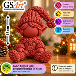 GSArt Knitted Look Kerst Elf Beeldje 15 cm &ndash; Gebreide Look Kerstdecoratie - Mat Donkerrood