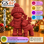 GSArt Knitted Look Kerst Jongen met Rendier 18 cm &ndash; Gebreide Look Beeldje - Mat Donkerrood