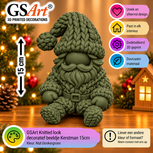 GSArt Knitted Look Kerstman Beeldje 15 cm &ndash; Gebreide Look Kerstdecoratie - Mat Donkergroen