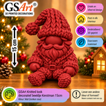 GSArt Knitted Look Kerstman Beeldje 15 cm &ndash; Gebreide Look Kerstdecoratie - Mat Donkerrood