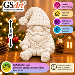 GSArt Knitted Look Kerstman Beeldje 15 cm &ndash; Gebreide Look Kerstdecoratie - Mat Wit