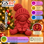 GSArt Knitted Look Meisje met Open Handjes 13 cm &ndash; Kerstdecoratie - Mat Donkerrood
