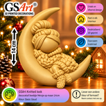 GSArt Knitted Look Meisje op Maan 14 cm &ndash; Kerstdecoratie Beeldje - Basic Goud