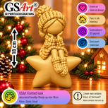 GSArt Knitted Look Meisje op Ster 18 cm &ndash; Kerstdecoratie Beeldje - Basic Goud