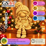 GSArt Knitted Look Zittend Meisje 15 cm &ndash; Kerstdecoratie Beeldje - Basic Goud