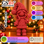 GSArt Knitted Look Meisje met Sterrenstaf 18 cm &ndash; Kerstdecoratie Beeldje - Mat Donkerrood
