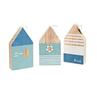 Goebel - Scandic Home | Vaas Blauwe Huisjes 18 | Vazen - hout - 18cm - 3 stuks