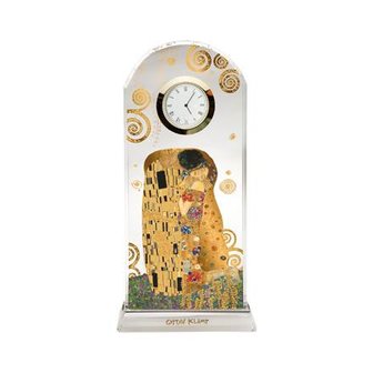 Goebel&reg; - Gustav Klimt | Tafel Klok &quot;De Kus&quot; | Glas, 23cm, met echt goud