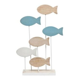 OP=OP Goebel - Scandic Home | Decoratief beeld / figuur Blue Fishes | Hout - 34cm