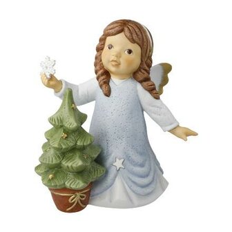 Goebel - Nina &amp; Marco | Decoratief beeld / figuur Engel Mijn sprankelende kerstboom | Porselein, 25cm, Limited Edition, met Swarovski