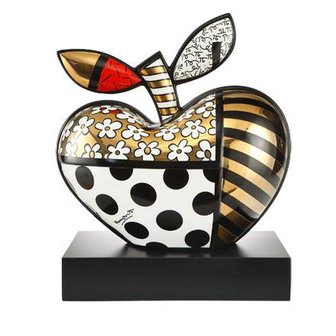 Goebel - Romero Britto | Decoratief beeld / figuur Golden Big Apple | Porselein - 40cm - Limited Edition - met echt goud
