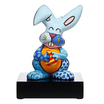 Goebel&reg; - Romero Britto | Decoratief beeld / figuur &quot;Blue Rabbit&quot; | Konijn, haas, porselein, 32cm, Limited Edition