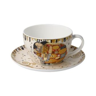 Goebel - Gustav Klimt | Kop en schotel De Vervulling | Porselein - 250ml - met echt goud