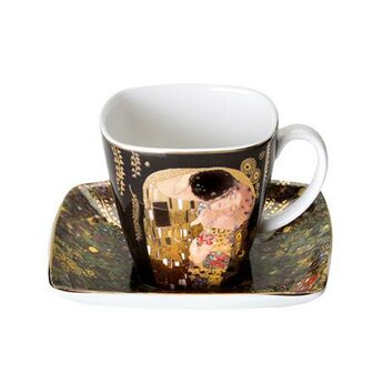 Goebel - Gustav Klimt | Kop en schotel De Kus | Porselein - 100ml - 8cm - met echt goud