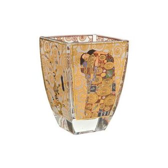 Goebel&reg; - Gustav Klimt | Windlicht / Theelicht &quot;De Vervulling&quot; | Glas, 11cm, waxinelicht houder, met echt goud