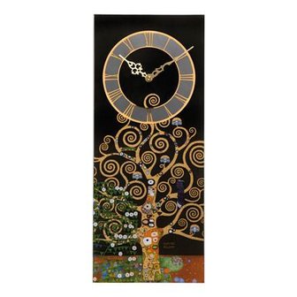 Goebel&reg; - Gustav Klimt | Wand Klok &quot;De Levensboom&quot; | Glas, 48cm, met echt goud