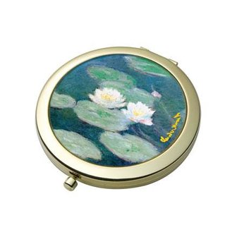 Goebel - Claude Monet | Schminktaschenspiegel Seerosen am Abend | Spiegel - Metall - 7cm