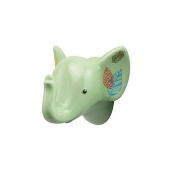 Goebel - Elephant | Decoratief beeld / figuur Jungle Mint | Porselein - 7cm - olifant - wandhaak