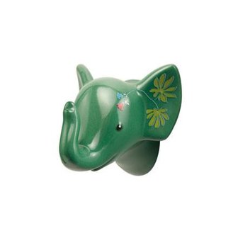 Goebel - Elephant | Decoratief beeld / figuur Jungle Groen | Porselein - 7cm - olifant - wandhaak