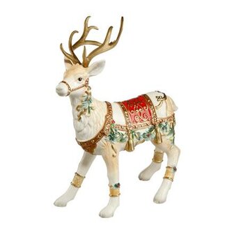 Goebel - Fitz and Floyd | Decorative statue / figure Reindeer with jewelry | Pottery - 44cm - Christmas