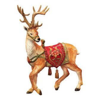 Goebel - Fitz and Floyd | Decorative image / figure Reindeer with tassels | Pottery - 38cm - Christmas