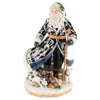 Goebel - Fitz and Floyd | Decorative statue / figure Santa Claus in blue coat | Pottery - 48cm - Christmas