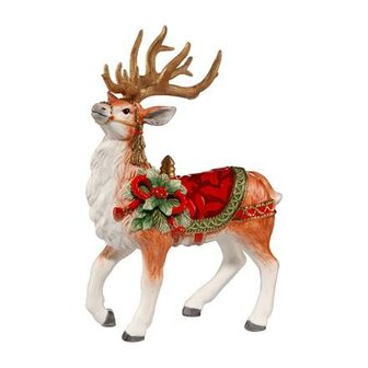 Goebel - Fitz and Floyd | Decorative statue / figure Reindeer with a bow 32 | Pottery - 32cm - Christmas