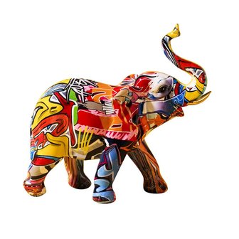 Graffiti Art Dekorative Statue Bunter Elefant 24cm