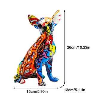 Statue d&eacute;corative Graffiti Art Chihuahua color&eacute; 26 cm