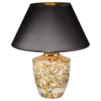 Goebel-Gustav Klimt | Lampe de table L&#039;Arbre de Vie - noir | Porcelaine - 47cm - avec de l&#039;or v&eacute;ritable