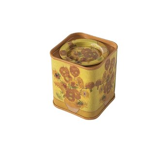 Mini tinnen blikje / bewaardoosje / theedoosje Vincent van Gogh Zonnebloemen 6cm