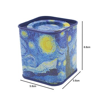 Mini tinnen blikje / bewaardoosje / theedoosje Vincent van Gogh Sterrennacht 6cm
