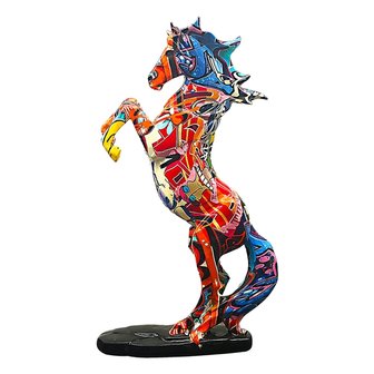 Graffiti Art Decorative statue Colorful Rearing Horse 35cm