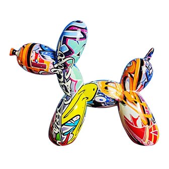 Graffiti Art Decoratief beeld Kleurrijke Ballon Hond 22cm