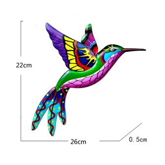 Pendentif de jardin / cl&ocirc;ture en m&eacute;tal colibri 01 (26cm)