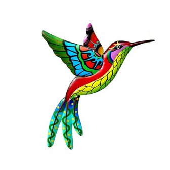 Pendentif de jardin / cl&ocirc;ture en m&eacute;tal colibri 02 (26cm)