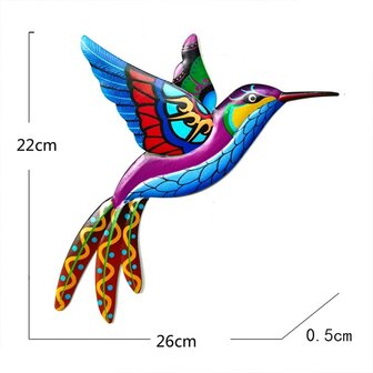 Pendentif de jardin / cl&ocirc;ture en m&eacute;tal colibri 03 (26cm)